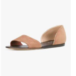 YDN Nude Western Open Toe D'Orsay Casual Flat Sandals Slip on Comfy Walking Shoe